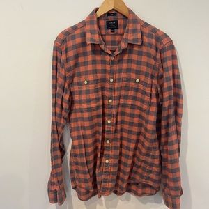 J Crew men’s slim flannel - red and gray